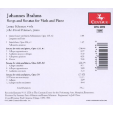 Schranze/Peterson - Songs and Sonatas For Viola and Piano