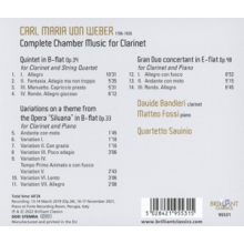 Bandieri, Davide / Matteo Fossi / Quartetto Savinio - Weber: Complete Chamber Music For Clarinet