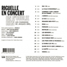 Riguelle En Concert - On N'oublie Rien, Les Chansons De Jacques Brel