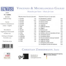 Zimmermann, Christian - Galilei: Music For Lute