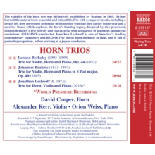 Cooper, David - Berkeley/Brahms/Leshnoff: Horn Trios