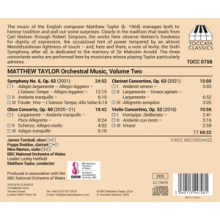 Bbc National Orchestra of Wales & Matthew Taylor - Matthew Taylor: Orchestral Music, Volume Two