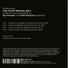 Terakado, Ryo & Fabio Bonizzoni - Carl Philipp Emmanuel Bach: Sonatas For Violin and Harpsichord