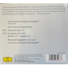 Orchestre De Chambre De Lausanne,  Renaud Capucon - Mozart: The Violin Concertos