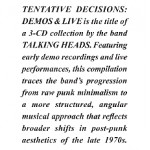 Talking Heads - Tentative Decisions: Demos & Live