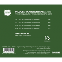 Vanherenthals, J. - Four Baroque Suites For Solo Double Bass